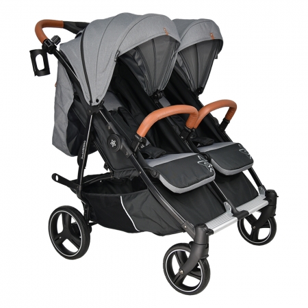 BABY TWIN STROLLER DOUBLE TROUBLE GREY