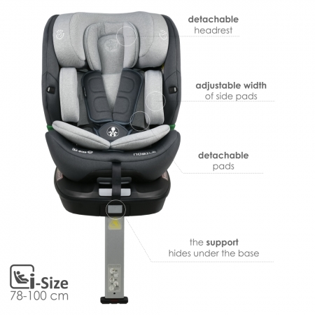 CAR SEAT NOBILE I-SIZE 360° 40-150cm GREY ICE