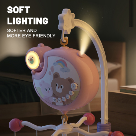 MUSICAL MOBILE WITH LIGHT CARTOON BEAR BLUE