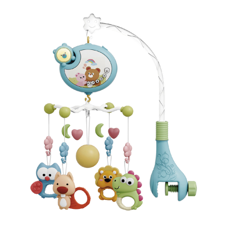 MUSICAL MOBILE WITH LIGHT CARTOON BEAR BLUE