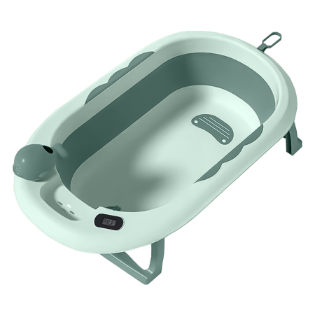BATH FOLDING WITH THERMOMETER WHALE OLIVE